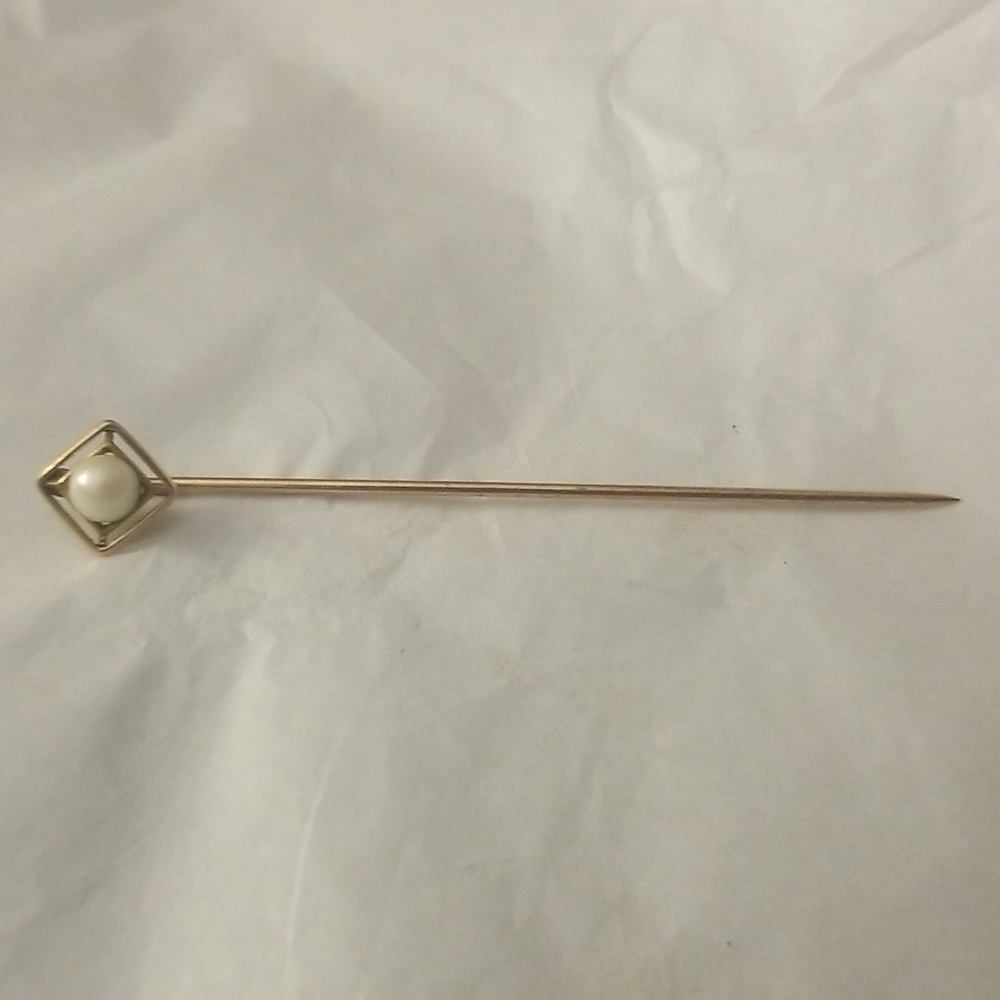 Antique Victorian 10K Yellow Gold & Pearl Stick Pin
